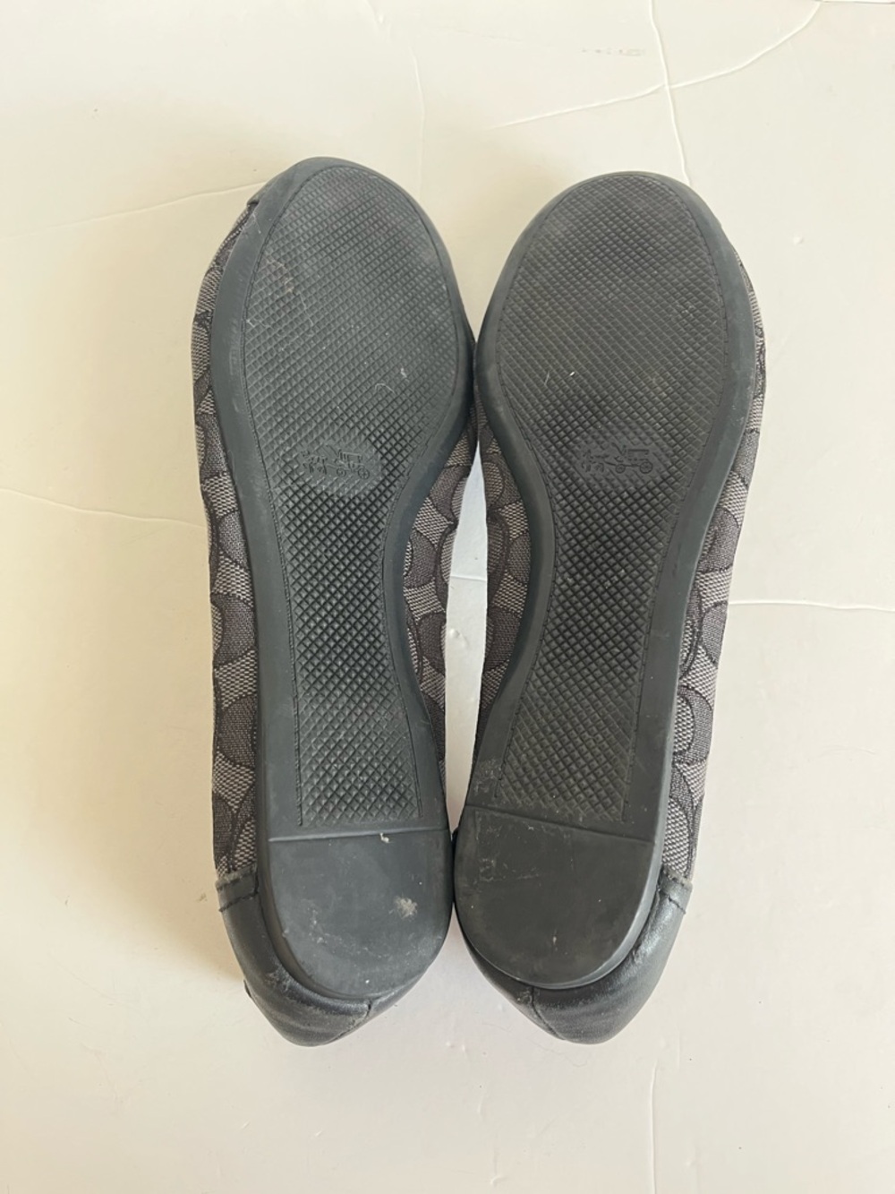 Coach Chelsea signature logo gray black leather cap toes ballet flats size 10B - Picture 7 of 12